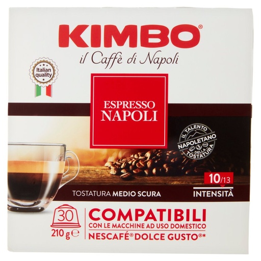 [801515056] Kimbo Caffè Espresso Napoli Capsule Compatibili con le Macchine Nescafé Dolce Gusto 30 x Gr.7