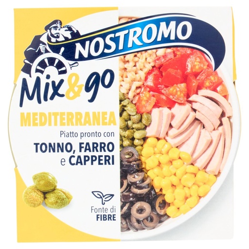 [801515065] Nostromo Mix&go Mediterranea Piatto Pronto con Tonno, Farro e Capperi Gr.190