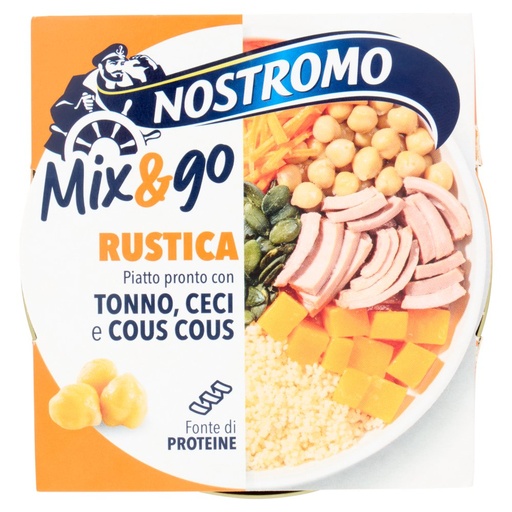 [801515066] Nostromo Mix&go Rustica Piatto pronto con Tonno, Ceci e Cous Cous Gr.190