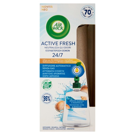 [801515069] Air Wick Active Fresh Profumatore per Ambiente Diffusore Automatico Brezza Marina e Magnolia Ml.228