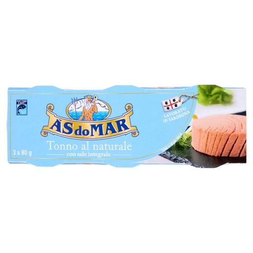 [801515085] Asdomar Tonno al Naturale con Sale Integrale Gr.80 X 3