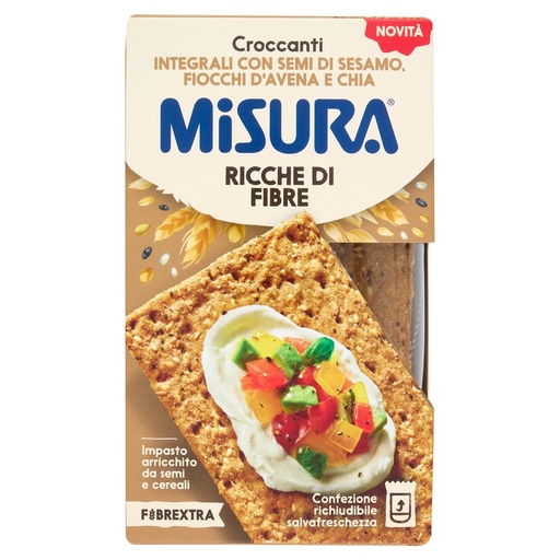 [801515153] Misura Fibrextra Croccanti Extra con Semi di Sesamo e Fiocchi di Avena e Chia Gr.160