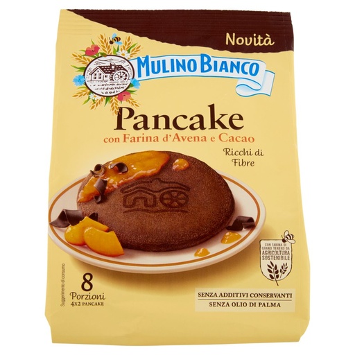 [801515161] Mulino Bianco Pancake con Farina di Avena e Cacao Pz.8 Gr.256