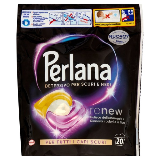 [801515164] Perlana Caps Detersivo Capi Scuri e Neri 20 Lavaggi Gr.270