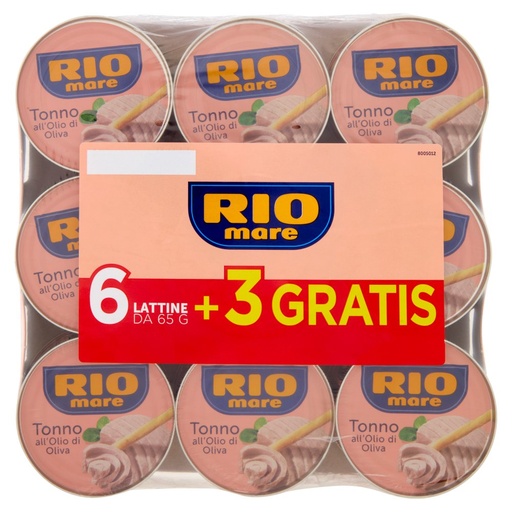 [801515173] Rio Mare Tonno all'Olio di Oliva Gr.65 X Pz.6+3
