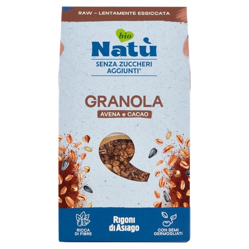 [801515202] Rigoni di Asiago Natù Bio Senza Zuccheri Aggiunti Granola Avena e Cacao Gr.250