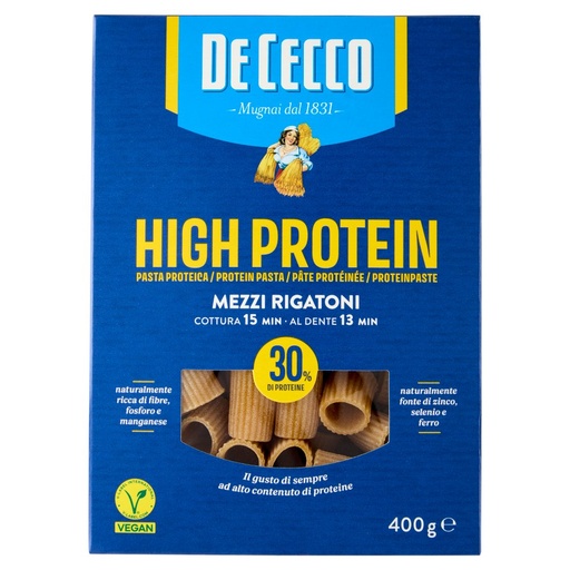 [801515310] De Cecco High Protein Mezzi Rigatoni N°26 Gr.400