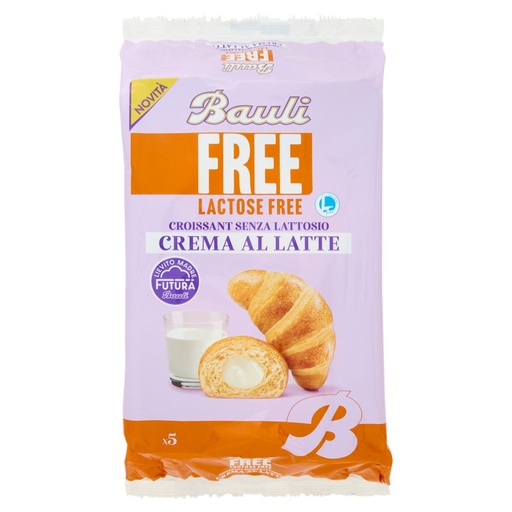 [801515439] Bauli Free Lactose Free Croissant Senza Lattosio Crema al Latte Gr.45 Pz.5