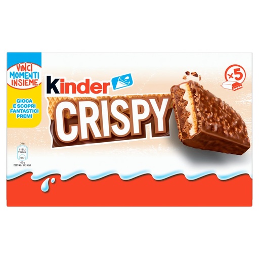 [801515542] Kinder Crispy Wafer ricoperti di Cioccolato al Latte e Granella di Biscotto Pz.5 Gr.170