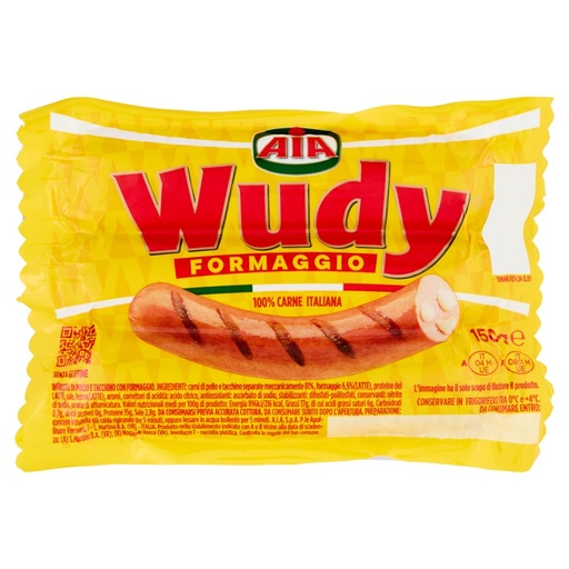 [000008052] Aia Wurstel Wudy con Formaggio Gr.150