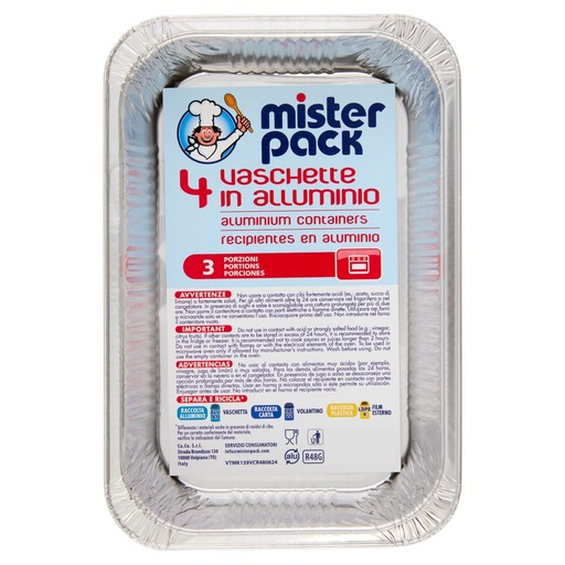 [000008707] Mister Pack Contenitori Alluminio 3 Porzioni Pz.4