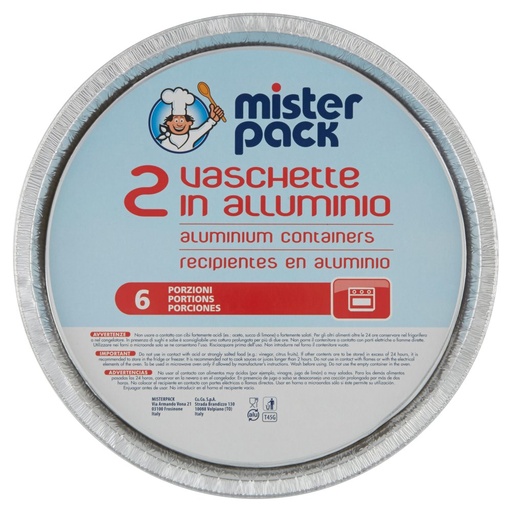 [000008711] Mister Pack Contenitori Alluminio Pizza Pz.2