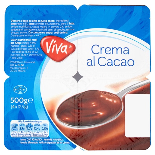 [000009754] Crema al Cacao Gr.125X4