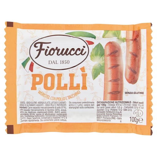 [000013284] FIORUCCI WURSTEL POLLI' X4 GR.100