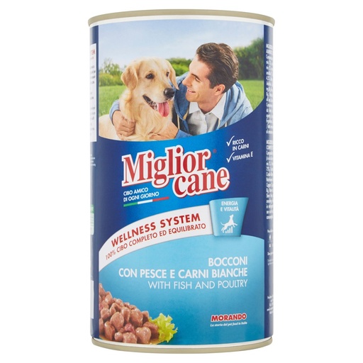 [000013397] MIGLIOR CANE BOCCONI KG.1,250 PESCE/CARN I BIANCHE
