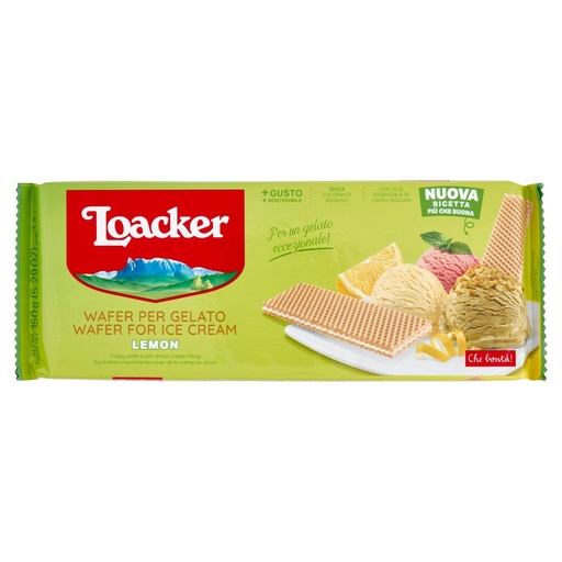 [000016007] Loacker Wafer per Gelato Lemon con Crema al Limone di Sicilia Gr.150