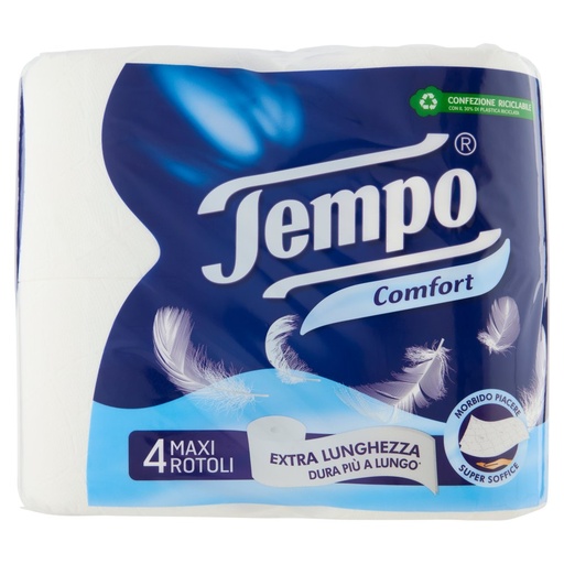 [000016014] TEMPO CARTA IGIENICA 4 MAXI ROTOLI FIBRE DI COTONE