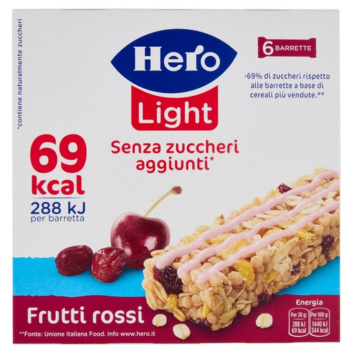 [000017663] HERO BARRETTE LIGHT FRUTTI ROSSI GR.20X6
