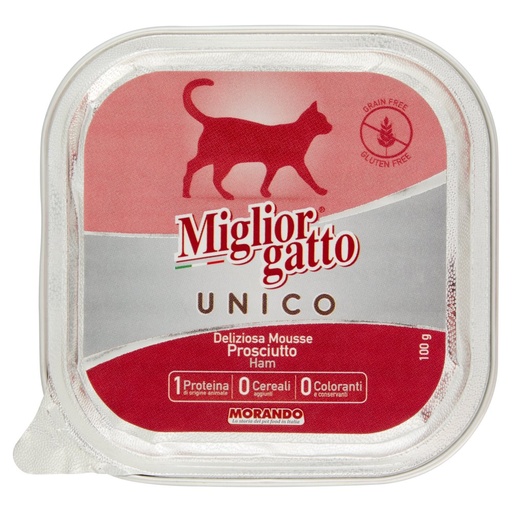 [000035666] MIGLIOR GATTO UNICO MOUSSE PROSCIUTTO GR .100