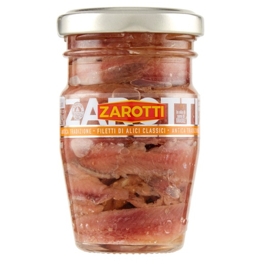 [000036394] Zarotti Filetti di Alici Classici in Olio di Semi di Girasole Gr.80
