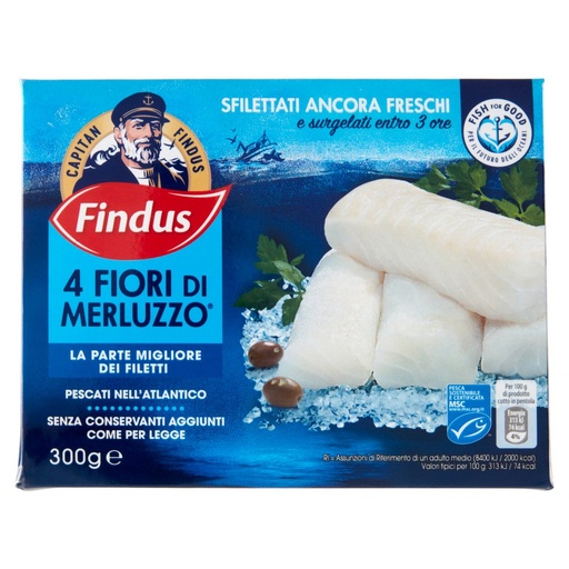 [000036625] FINDUS FIORI DI MERLUZZO X 4 GR.300