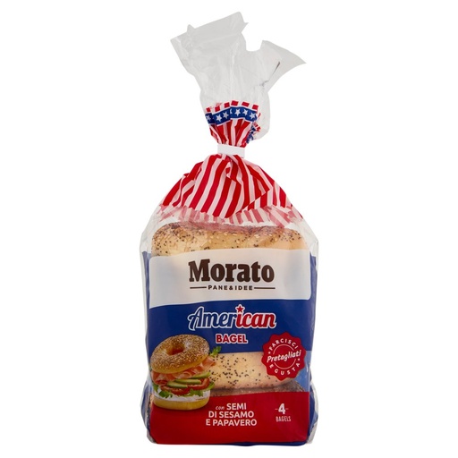 [801514211] Morato American Bagel con Semi di Papavero e Sesamo Pz.4 Gr.300