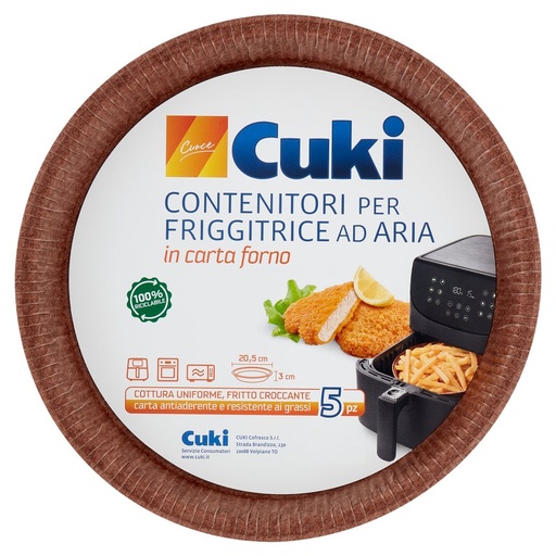 [801513908] Cuki Contenitori in Carta Forno per Friggitrice ad Aria Pz.5