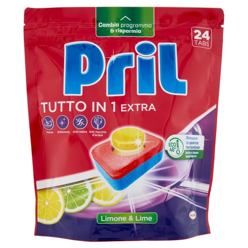[801515677] Pril Tutto in 1 Extra Tabs Limone & Lime Pz.24