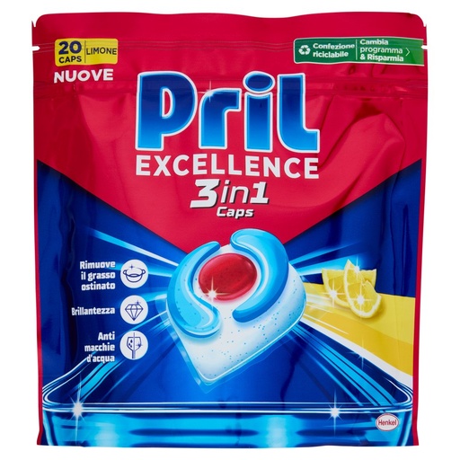 [801515678] Pril Excellence 3 in 1 Caps Limone Pz.20