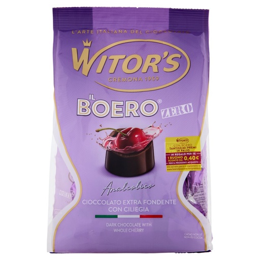 [801515700] Witor's il Boero Zero Analcolico Cioccolato Extra Fondente con Ciliegia Gr.175 g