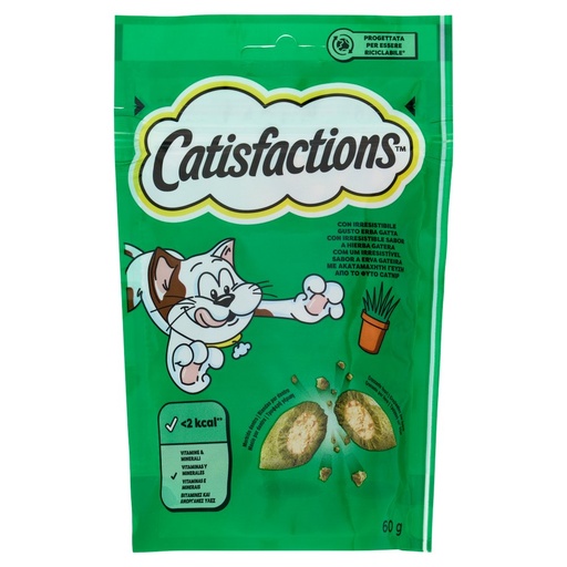 [801515757] Catisfactions Croccantini per Gatto all'Erba Gatta Gr.60