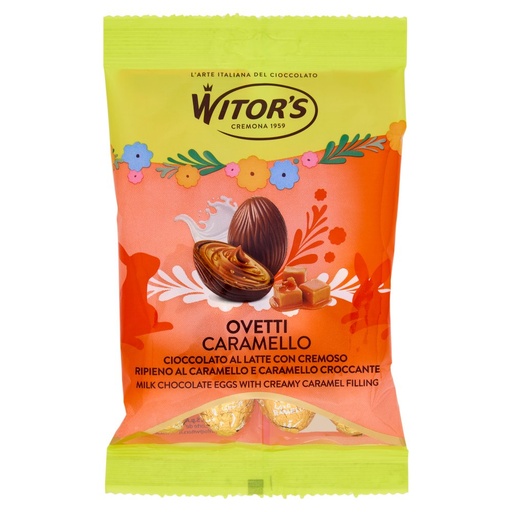 [801516322] Witor's Ovetti Caramello Cioccolato al Latte con Cremoso Ripieno al Caramello Gr.110