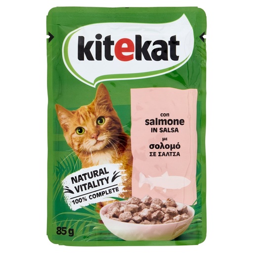 [801516780] Kitekat Cibo Umido per Gatti con Salmone in Salsa Bustina Gr.85