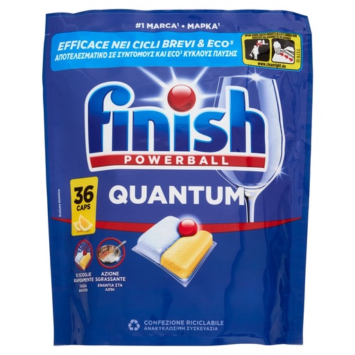 [801517114] Finish Quantum Limone Pastiglie Lavastoviglie 36 Lavaggi Gr.374,4