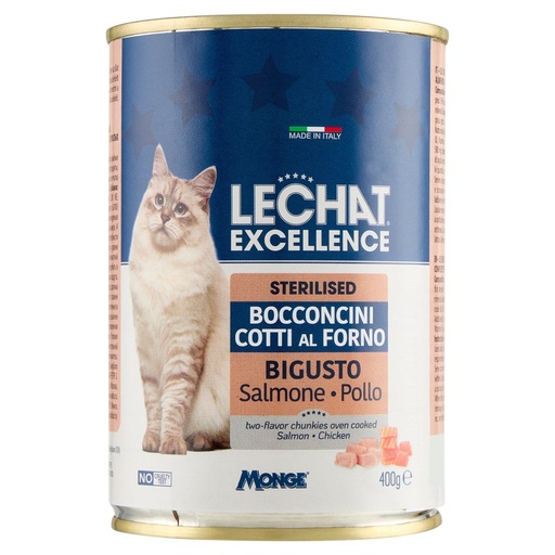 [801517205] LeChat Excellence Sterilised Bocconcini Cotti al Forno Bigusto Salmone Pollo Gr.400