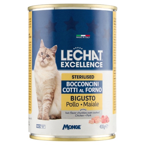 [801517206] LeChat Excellence Sterilised Bocconcini Cotti al Forno Bigusto Pollo Maiale Gr.400