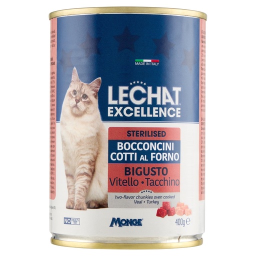 [801517207] LeChat Excellence Sterilised Bocconcini Cotti al Forno Bigusto Vitello Tacchino Gr.400