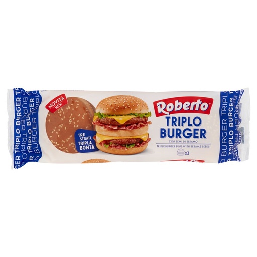 [801517292] Roberto Triplo Burger con Semi di Sesamo Pz.3 Gr.240