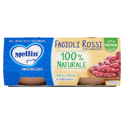 [801517295] Mellin Omogeneizzato Fagioli Rossi con Pomodoro Pz.2 Gr.80