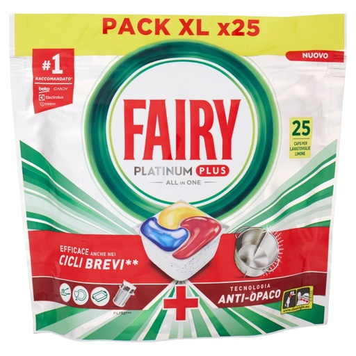 [801517313] Fairy Pastiglie per Lavastoviglie Platinum All in One al Limone Pz.25 Gr.388