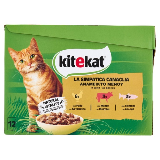 [801517451] Kitekat Cibo Umido per Gatti Simpatica Canaglia Pz.12 Gr.85