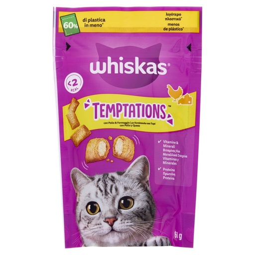 [801517454] WHISKAS TEMPTATION SNACK POLLO 60GR