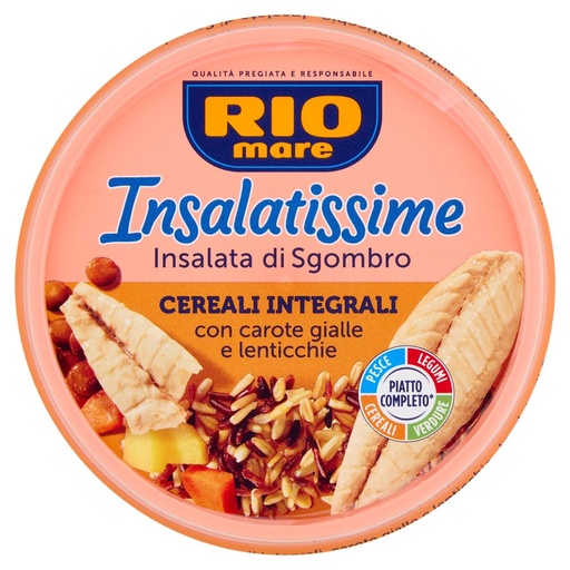[801517527] Rio Mare Insalatissime Insalata di Sgombro Cereali Integrali con Carote Gialle e Lenticchie Gr.200