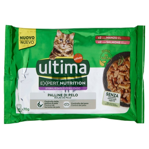 [801517683] ULTIMA CAT EXPERT MANZO&SALM.4X70GR