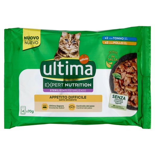 [801517684] ULTIMA CAT EXPERT TONNO&POLL.4X70GR