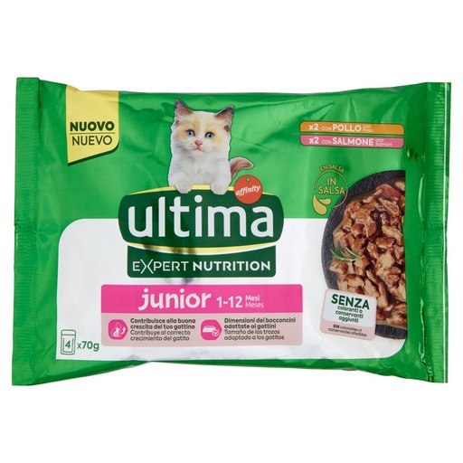 [801517685] ULTIMA CAT EXPERT POLLO&SALM.4X70GR