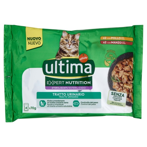[801517686] ULTIMA CAT EXPERT POLLO&MANZ.4X70GR