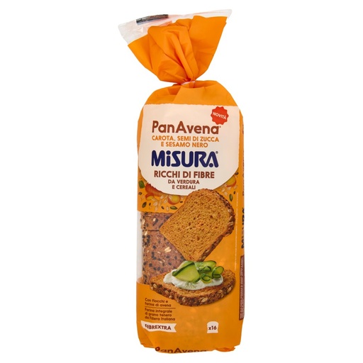 [801517710] Misura Fibrextra PanAvena Carota, Semi di Zucca e Sesamo Nero Gr.400