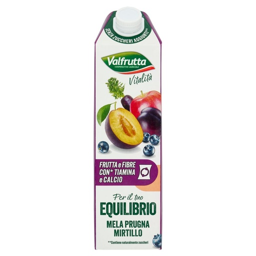 [801517883] Valfrutta Vitalità Mela Prugna Mirtillo senza Zuccheri Aggiunti Lt.1