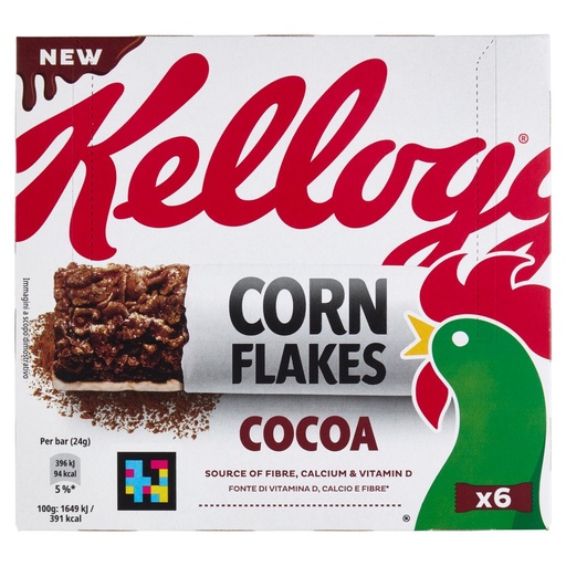[801518084] Kellogg's Barrette Corn Flakes al Cacao Pz.6 Gr.24